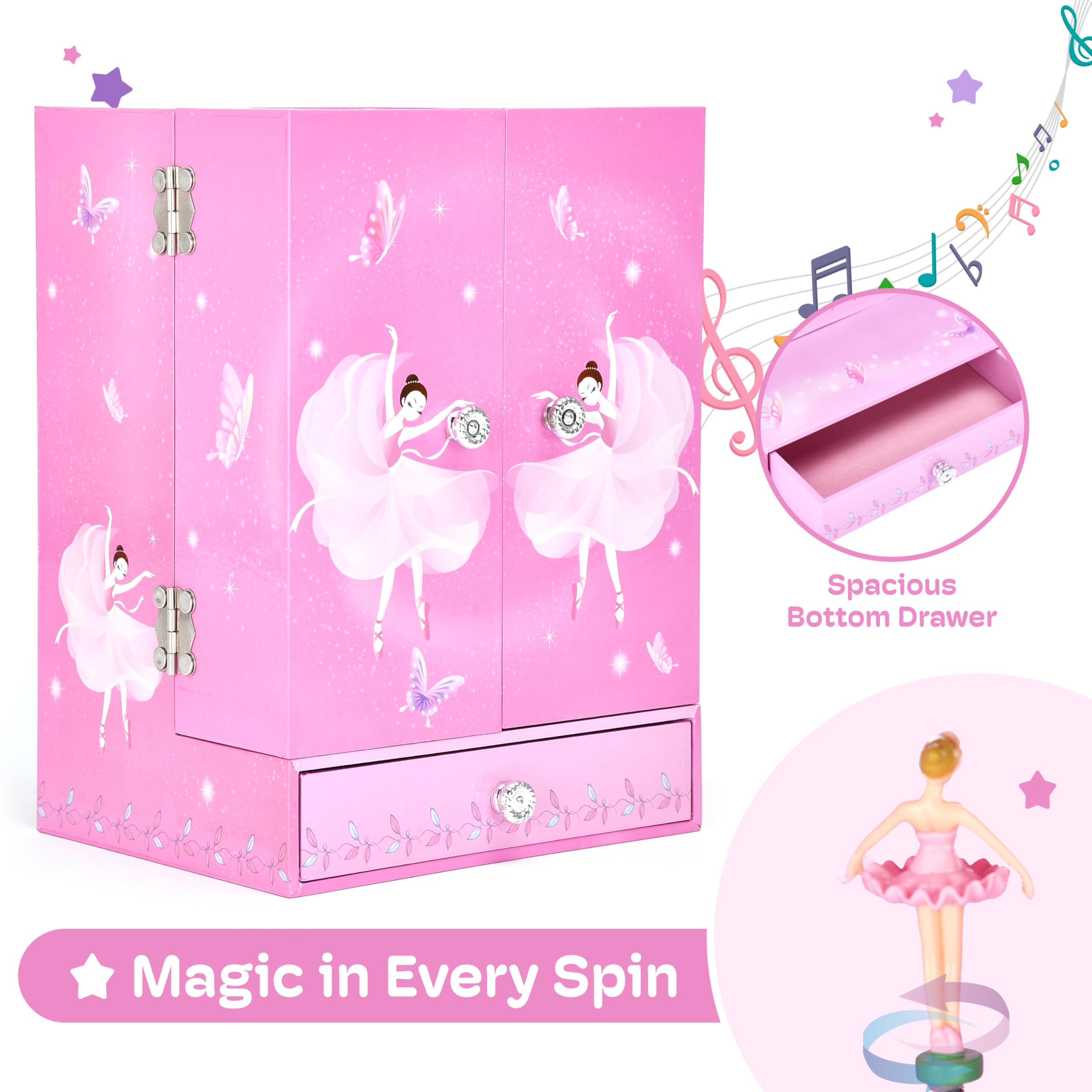 Jewelkeeper Girls Rule Schmuckkästchen Rosa Ballerina Holz