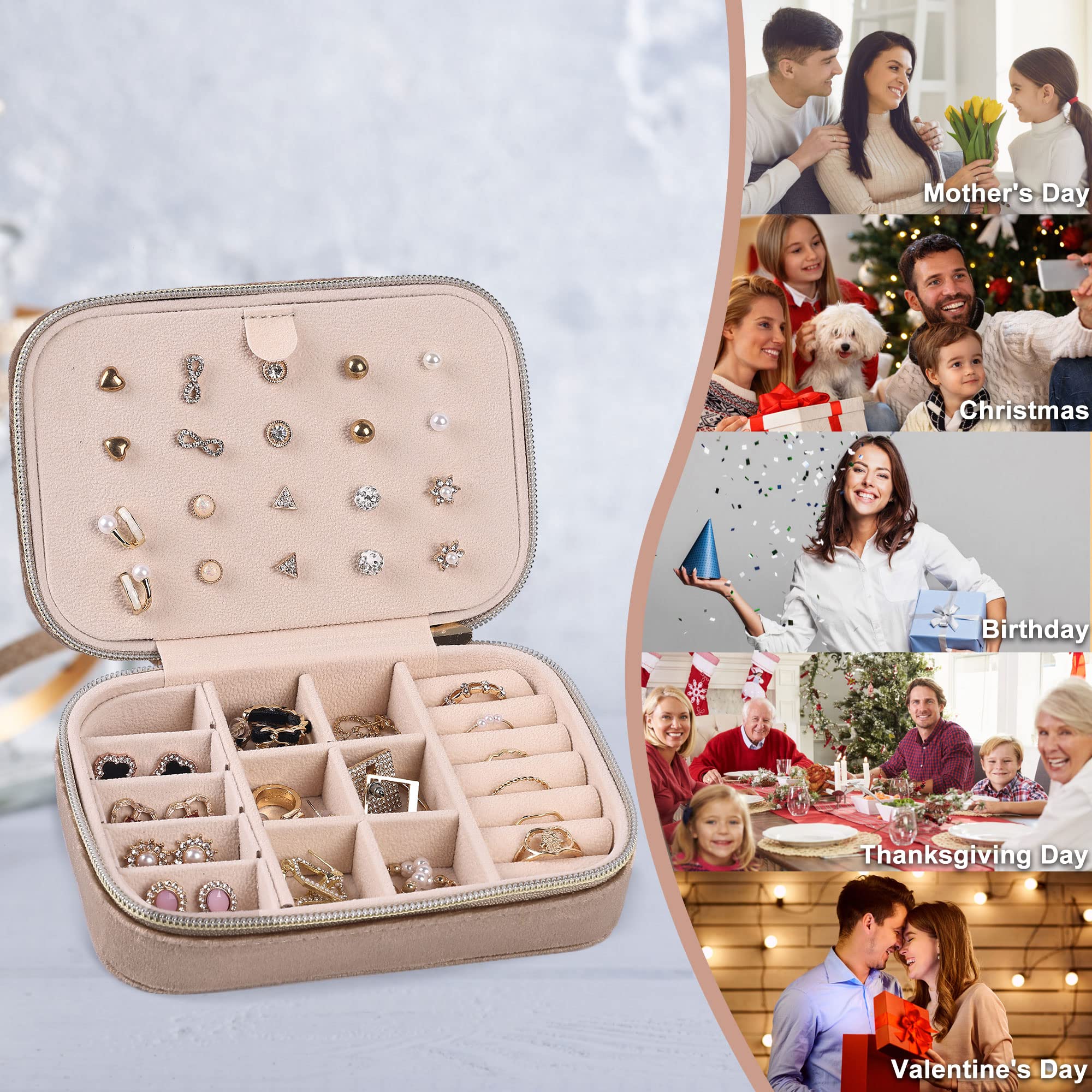 Dajasan Small Jewelry Box Schmuckbox Khaki aus Samt