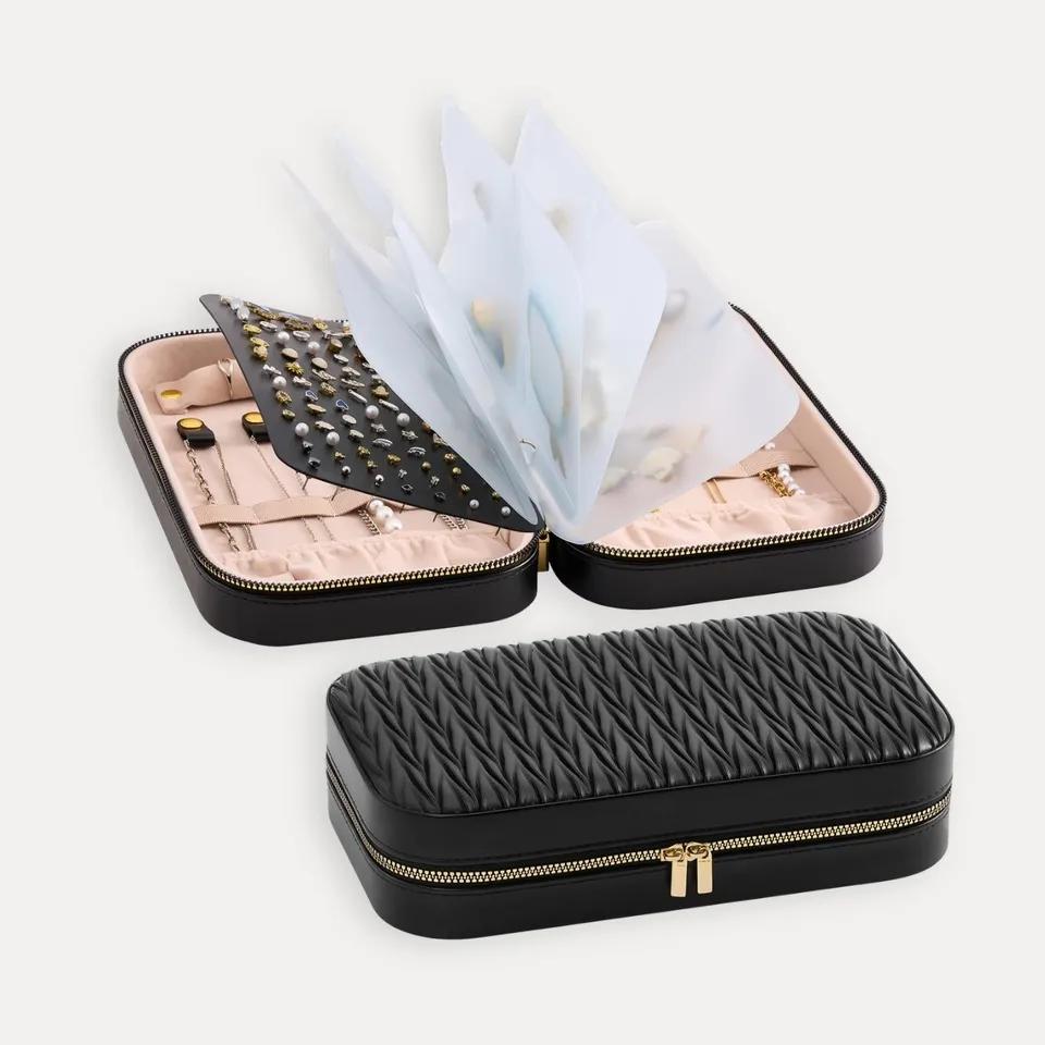 Lolalet Jewelry Box Reise Schmucketui Schwarz mit Reißverschluss