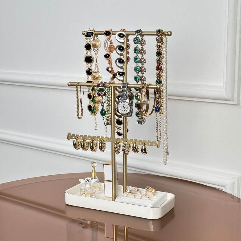 Lolalet Jewelry Stand Kettenständer Gold Samt Ringschale