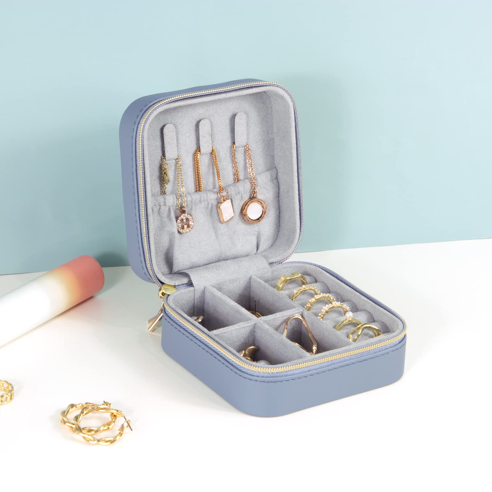 KAMIER Mini Jewelry Boxes Schmuckkästchen PU-Leder 10 cm