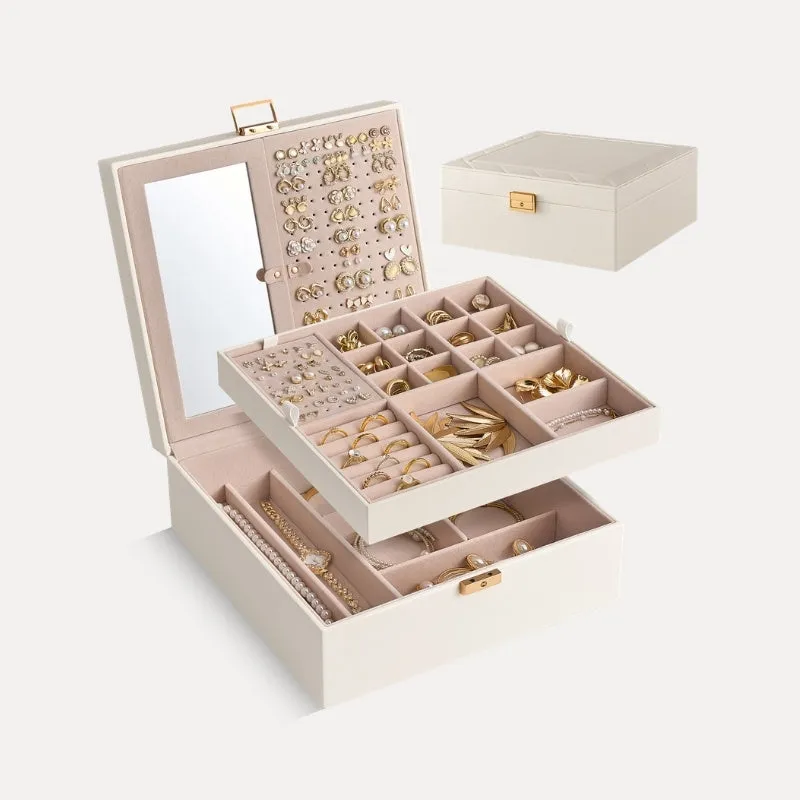 Lolalet Jewelry Box Schmuckkasten Weiß Spiegel Abschließbar