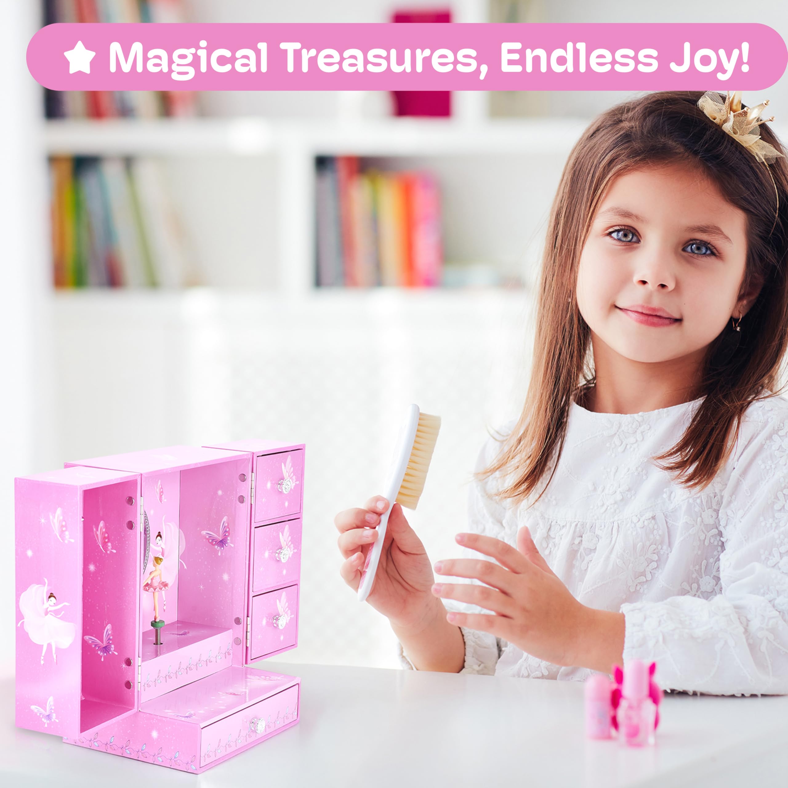 Jewelkeeper Girls Rule Schmuckkästchen Rosa Ballerina Holz