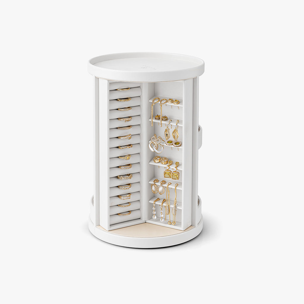 VLANDO Quiet Luxe Schmuckkästchen 360° drehbar 5 Schubladen Glas