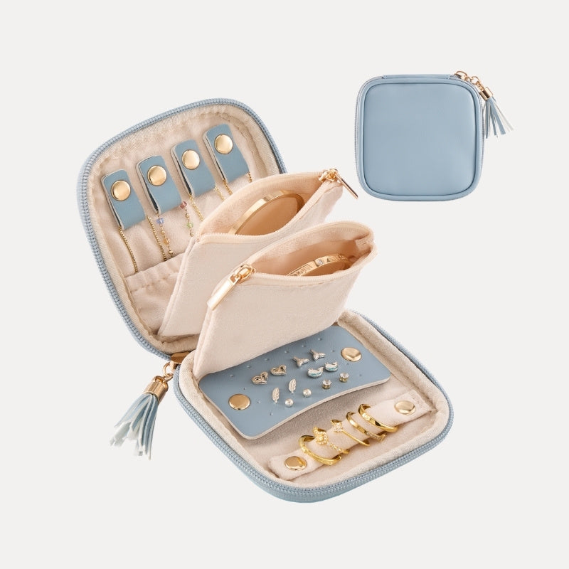 Lolalet Jewelry Box Schmucketui Blau Reise Reissverschluss