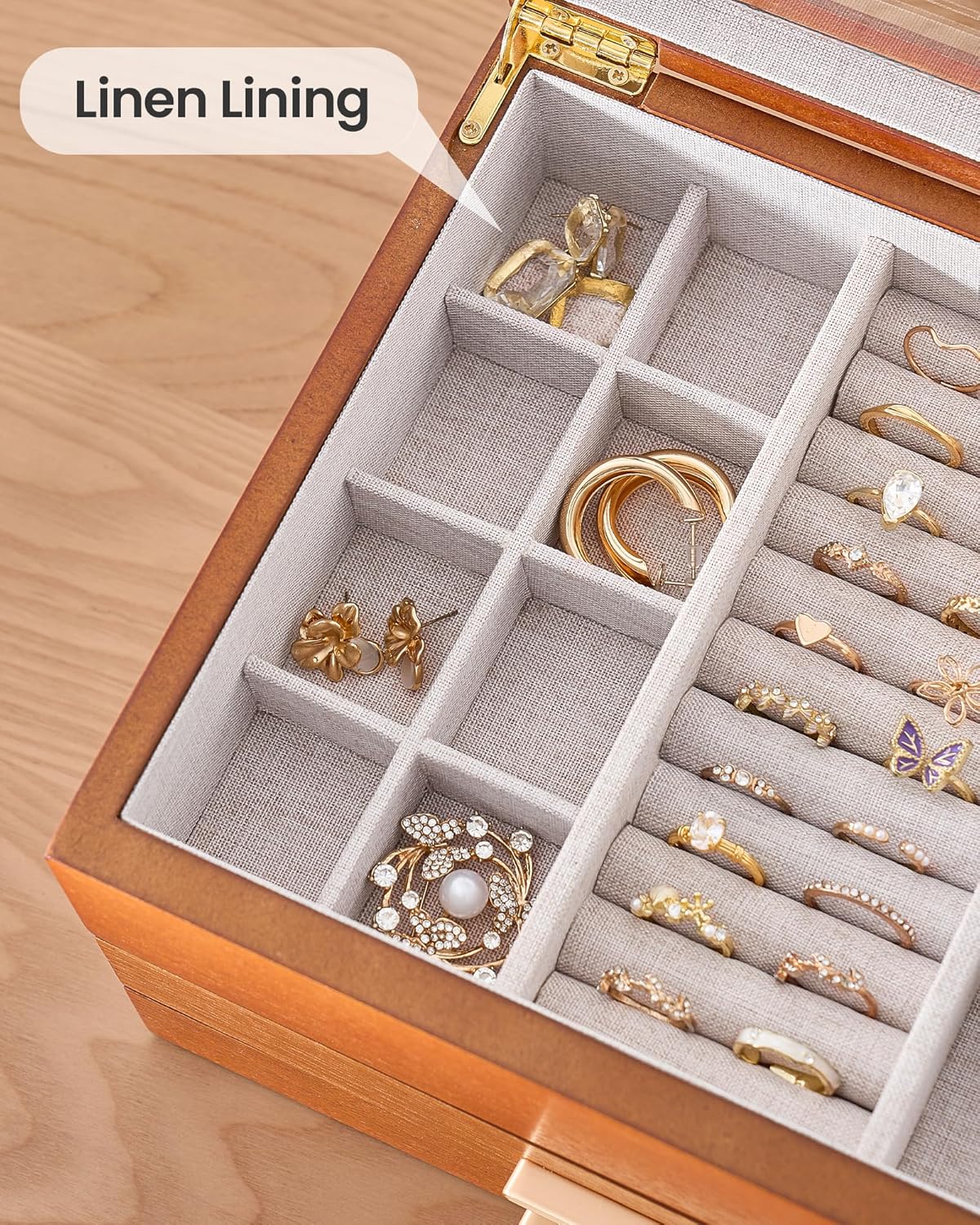 Lolalet Jewelry Box Schmuckkasten Kirsche 3 Schichten