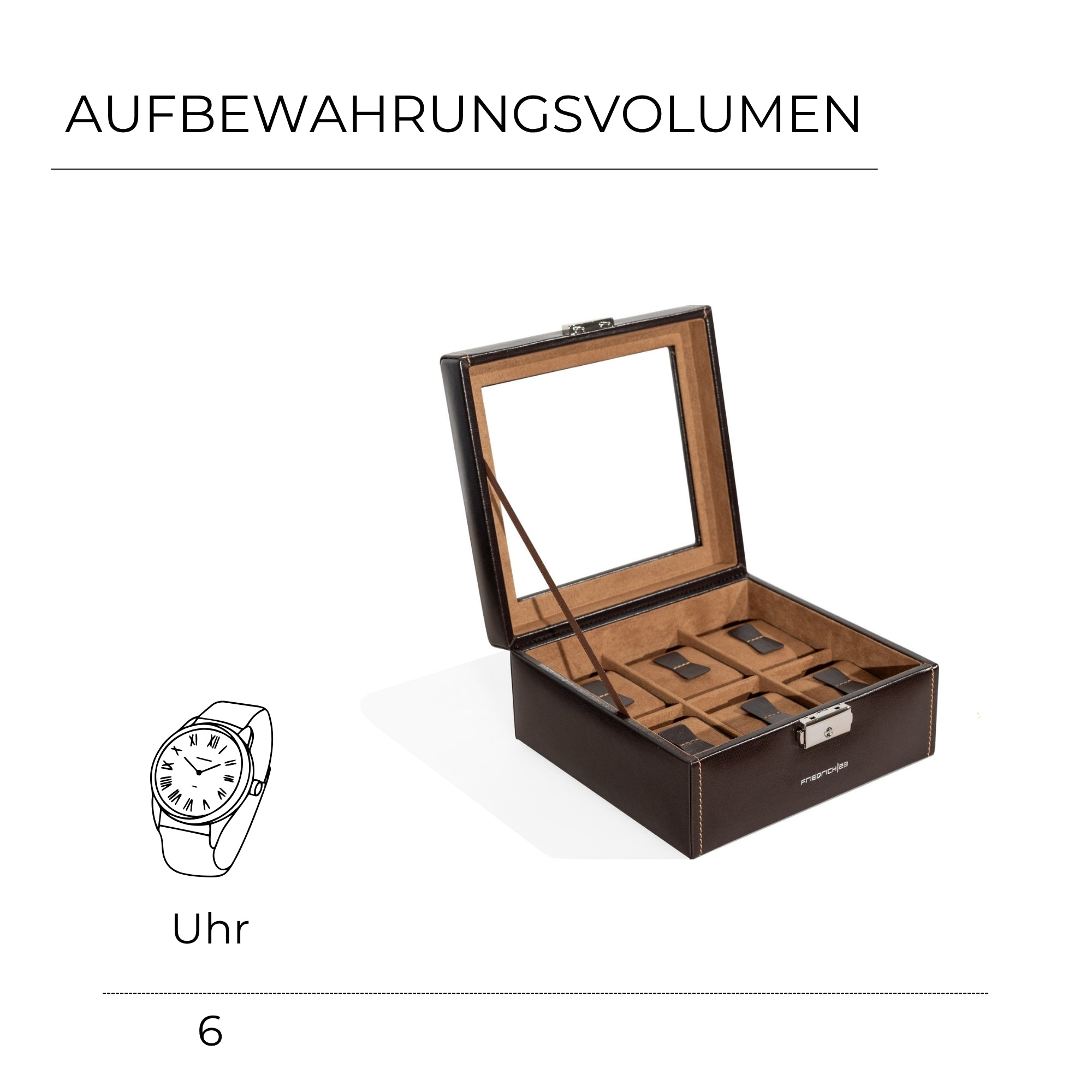 Friedrich 23 Bond Uhrenbox 6 Uhren Braun Kunstleder
