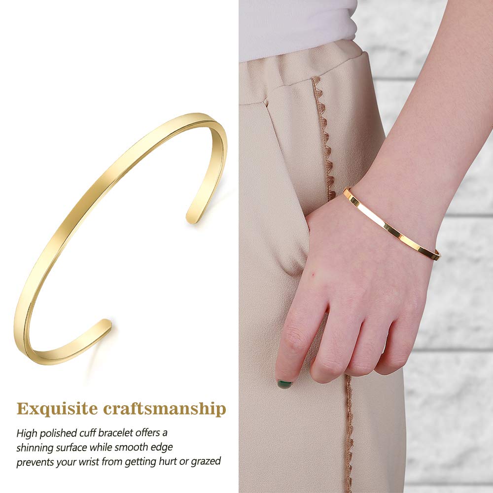 Lolalet Armreif 18K Gold Offen Dünn Damen Verstellbar