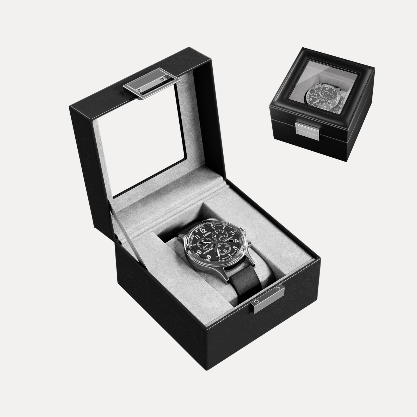 Lolalet Watch Box Uhrenbox Single Schwarz 11x11cm Glas