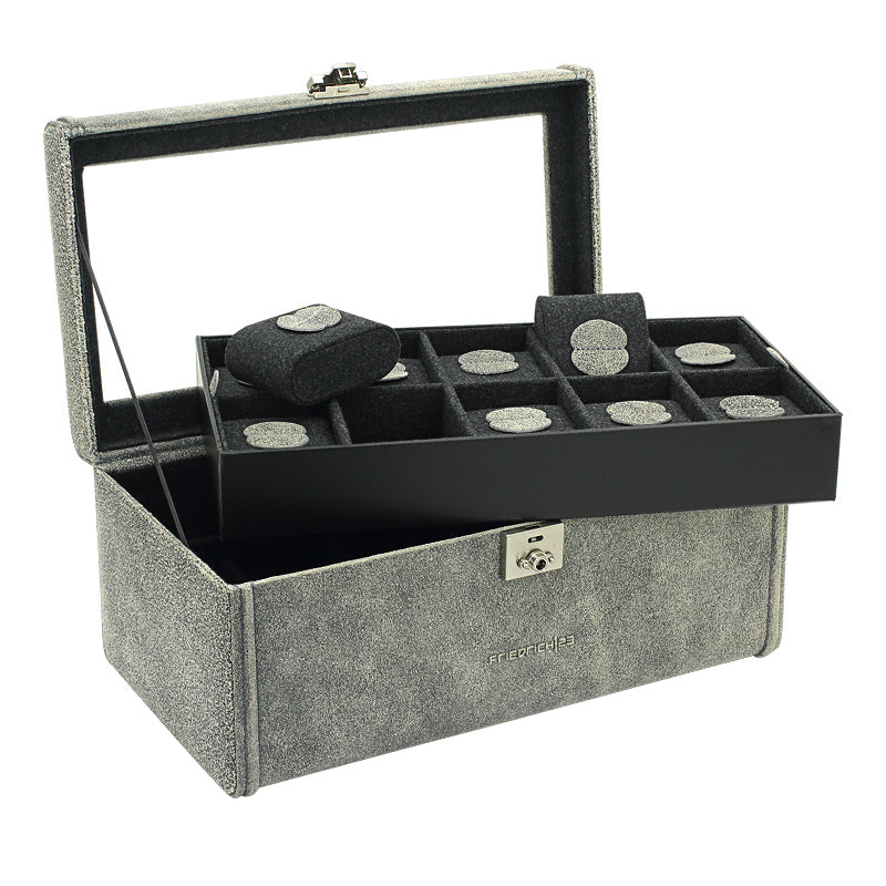 Friedrich 23 Cubano Uhrenbox 20 Uhren Grau Leder Glas