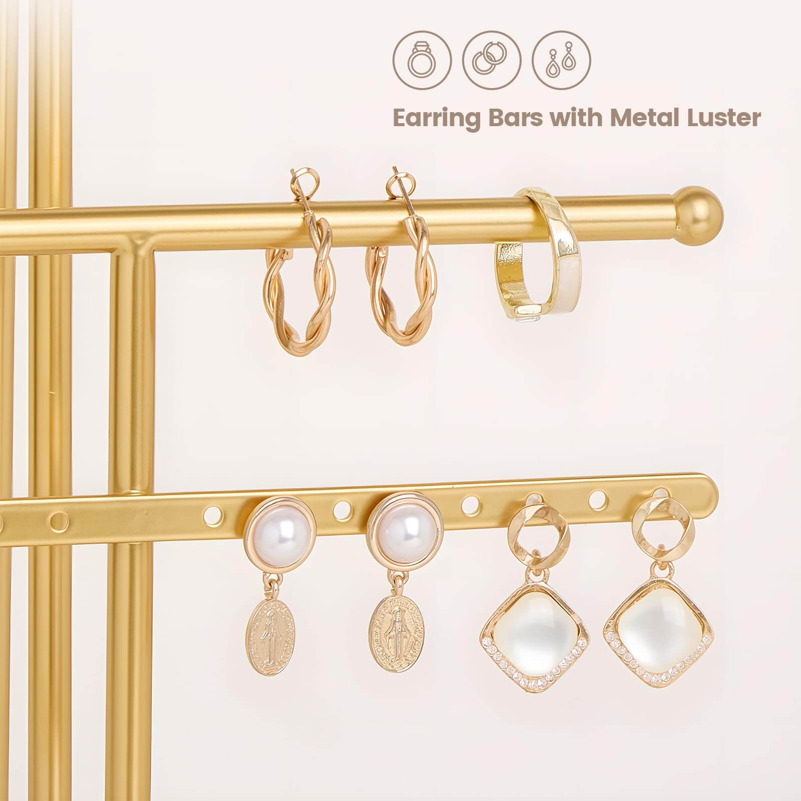 Lolalet Jewelry Stand Schmuckständer 5 Ebenen Weiß Samt