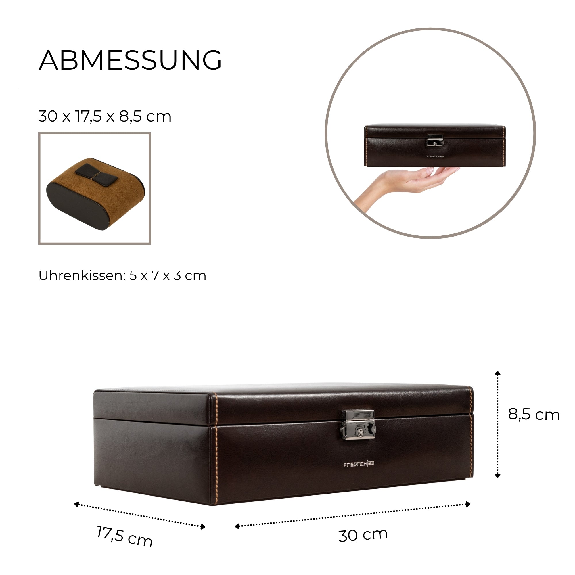 Friedrich 23 Bond Uhrenbox für 10 Uhren Braun