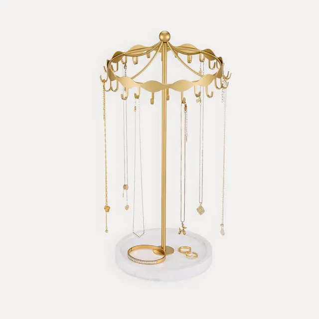 Lolalet Jewelry Stand Kettenständer Gold drehbar mit Metallhaken