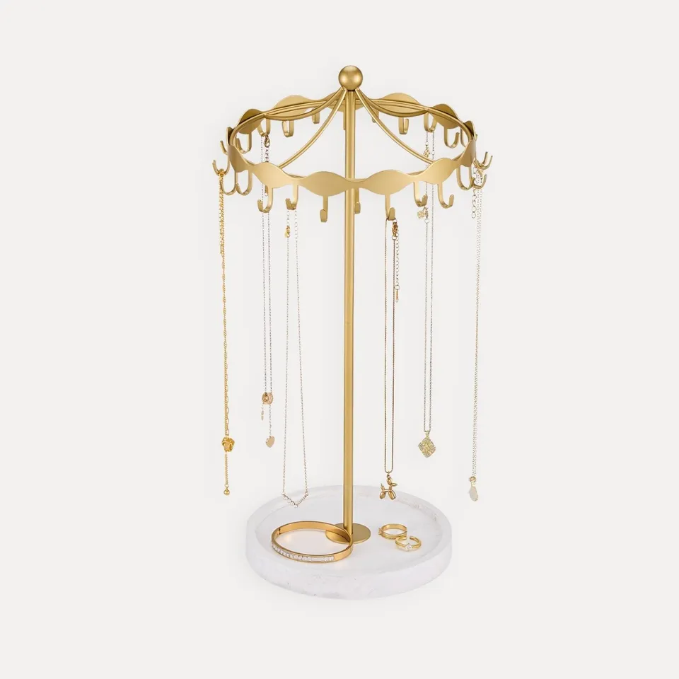 Lolalet Jewelry Stand Kettenständer Gold drehbar mit Metallhaken