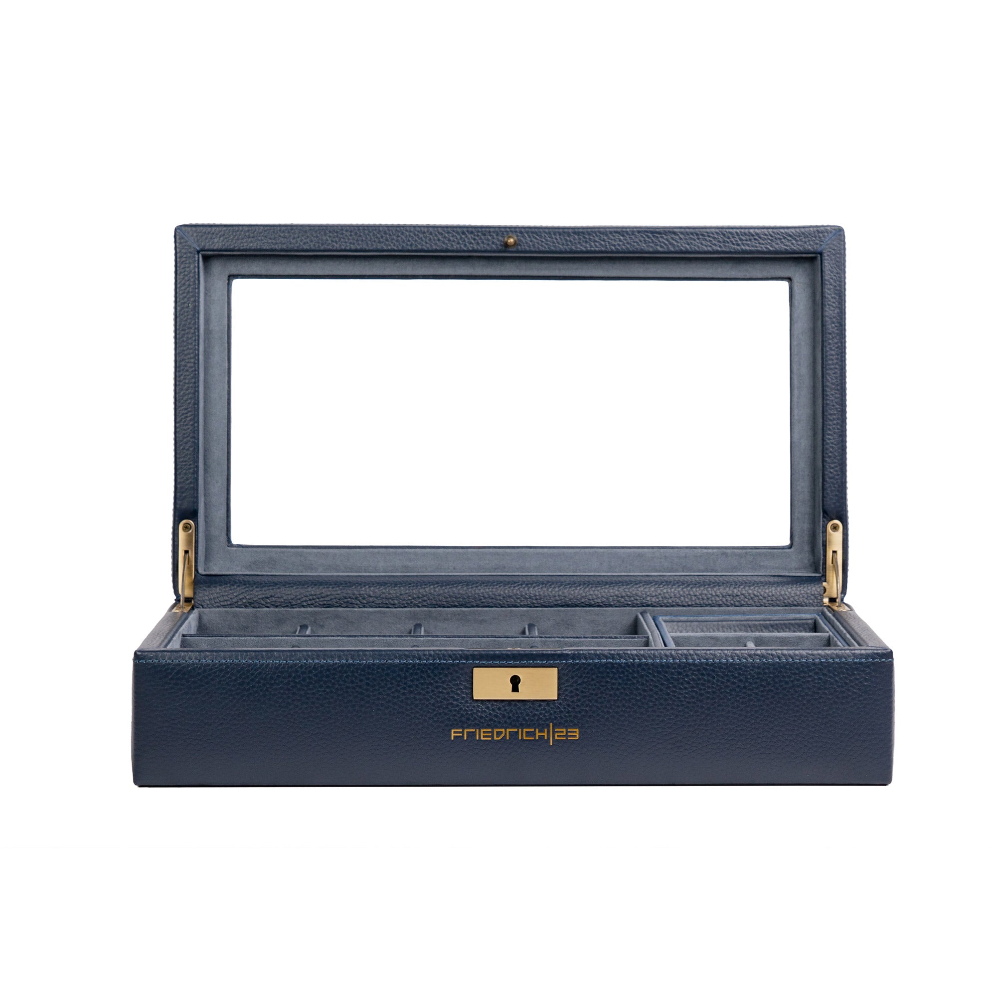 Friedrich 23 Dynasty Uhrenbox 8 Uhren Dunkelblau Leder