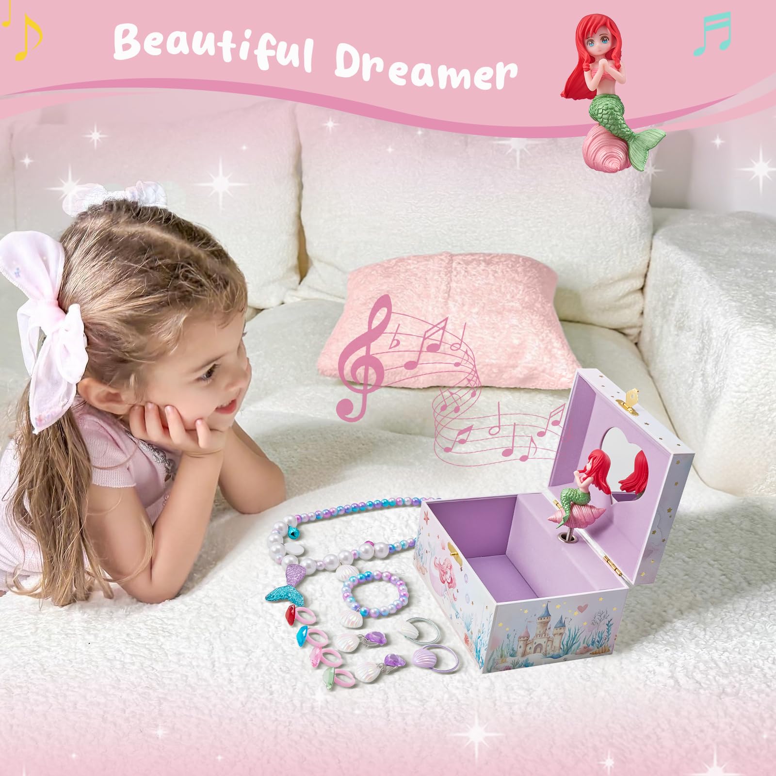 Lolalet Jewelry Box Schmuckkästchen Einhorn mit Schmuck Musik
