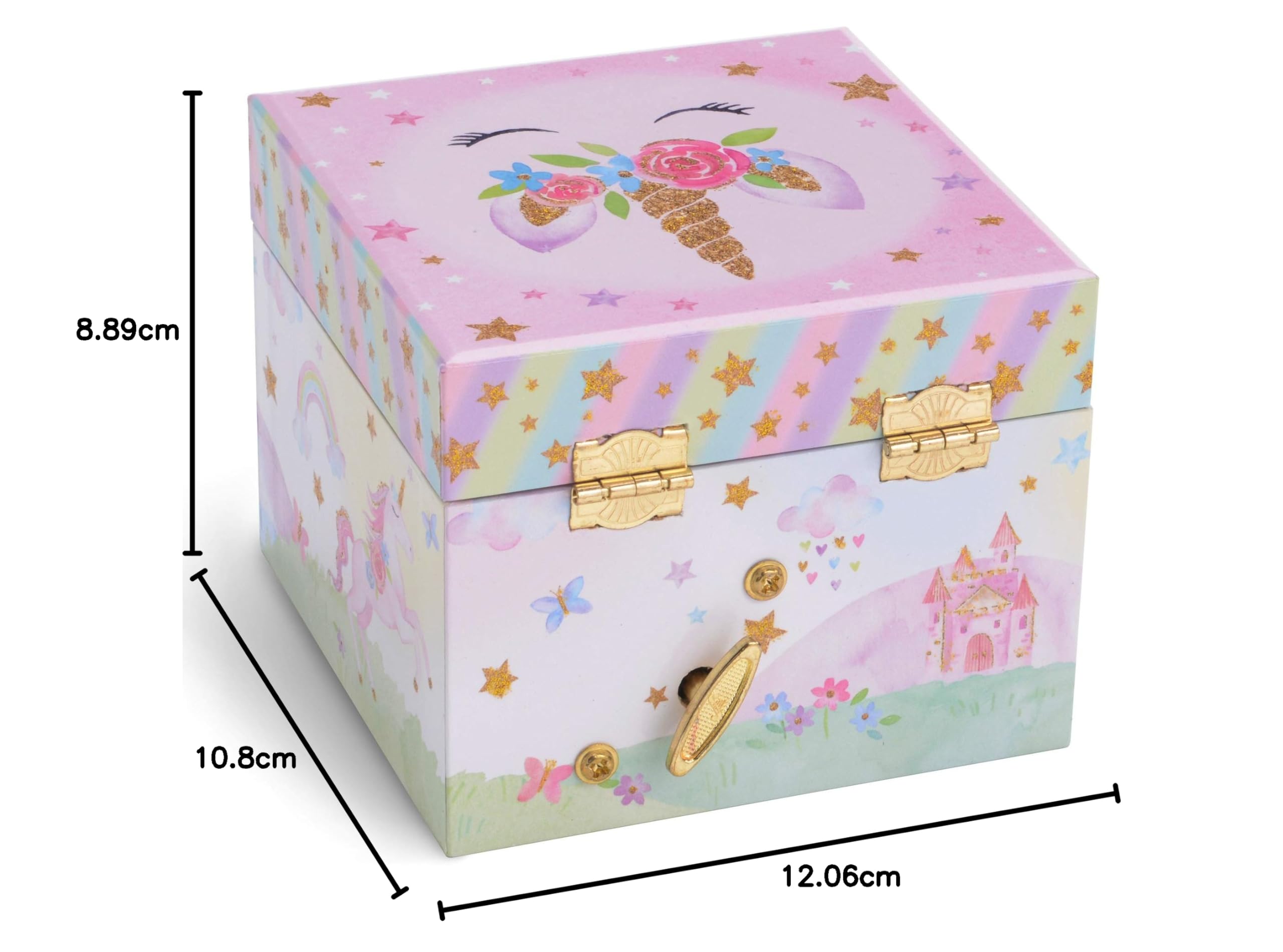Jewelkeeper Unicorn Schmuckdose Glitzer-Einhorn 8x10x10 cm Musik