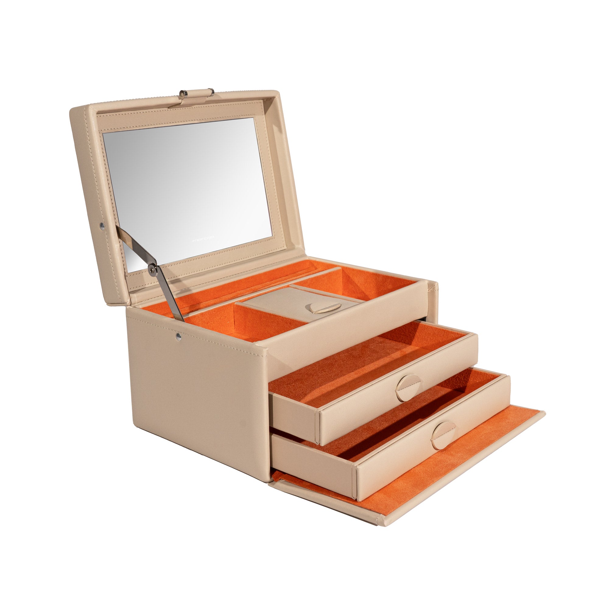 Friedrich 23 Boho Schmuckkasten Kunstleder Beige 21 cm