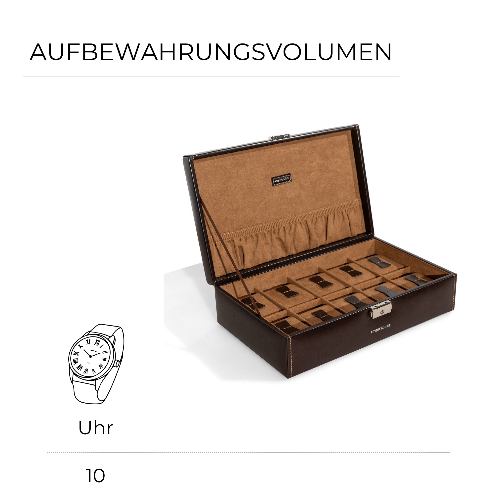 Friedrich 23 Bond Uhrenbox für 10 Uhren Braun