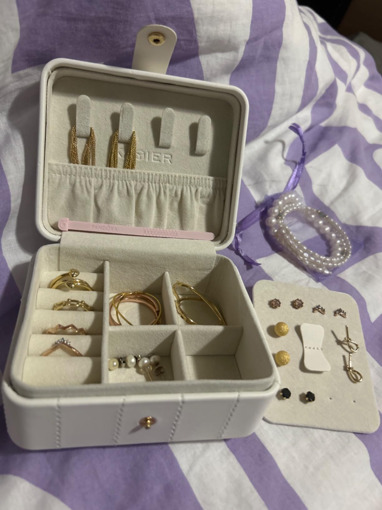 KAMIER Mini Jewelry Boxes Schmuckkästchen Weiß mit Spiegel