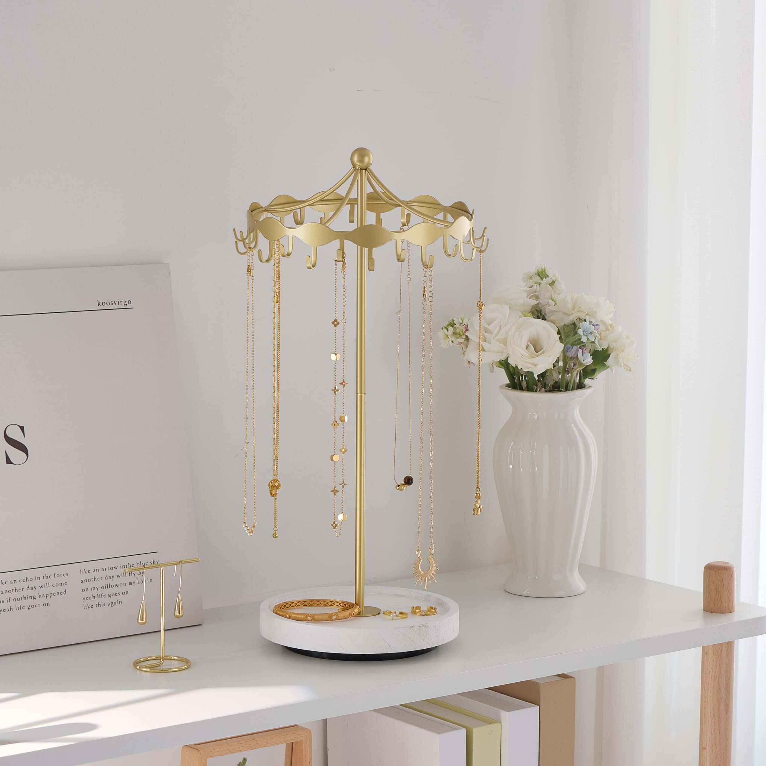 Lolalet Jewelry Stand Kettenständer Gold drehbar mit Metallhaken