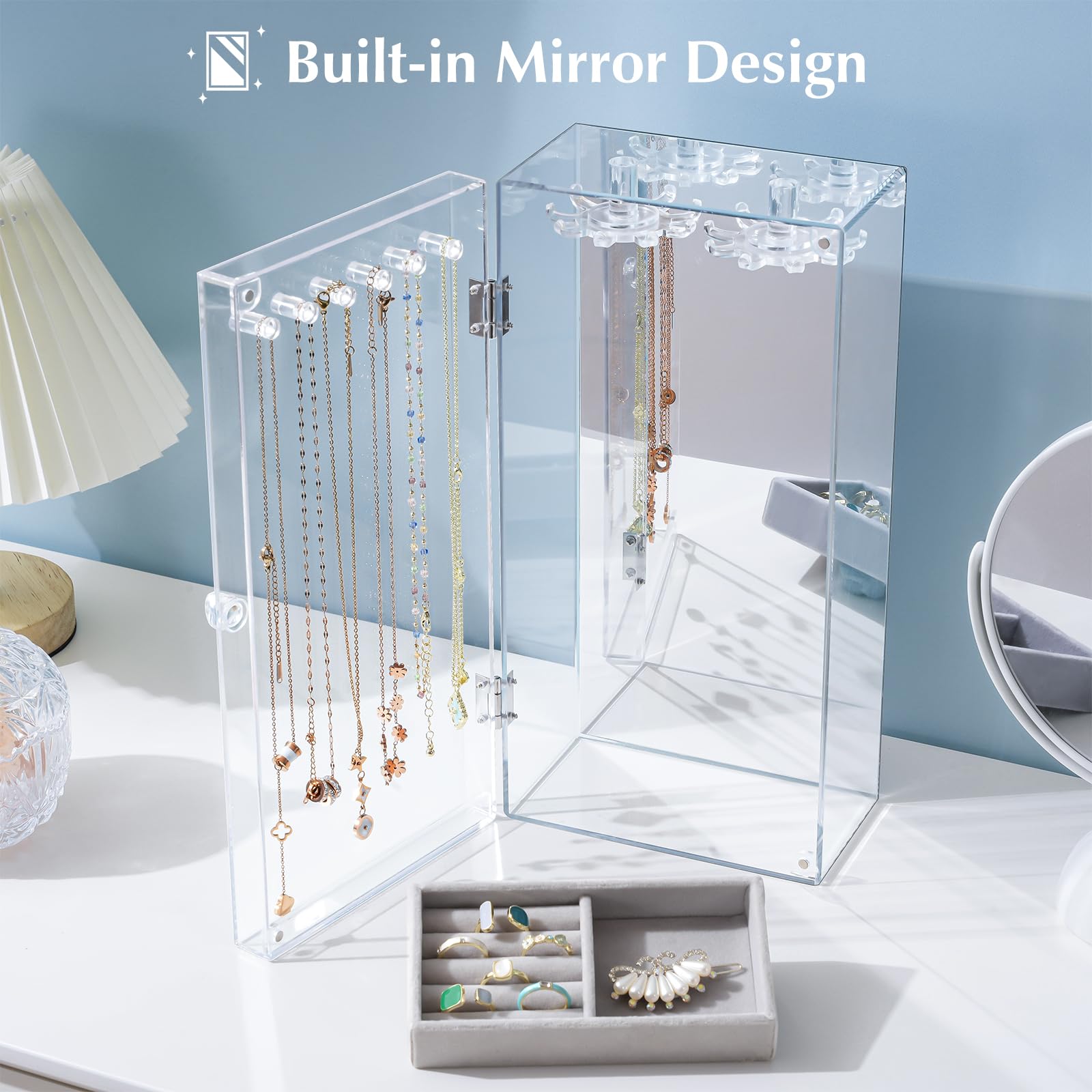 Lolalet Jewelry Box Schmuckkasten Transparent mit Spiegel