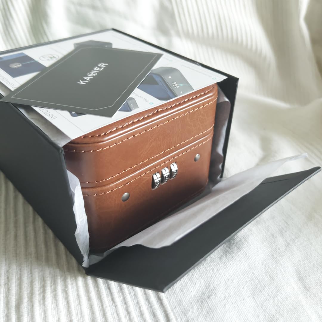 KAMIER Watch Boxes Uhrenbox 2 Uhren Schwarz PU-Leder Schloss