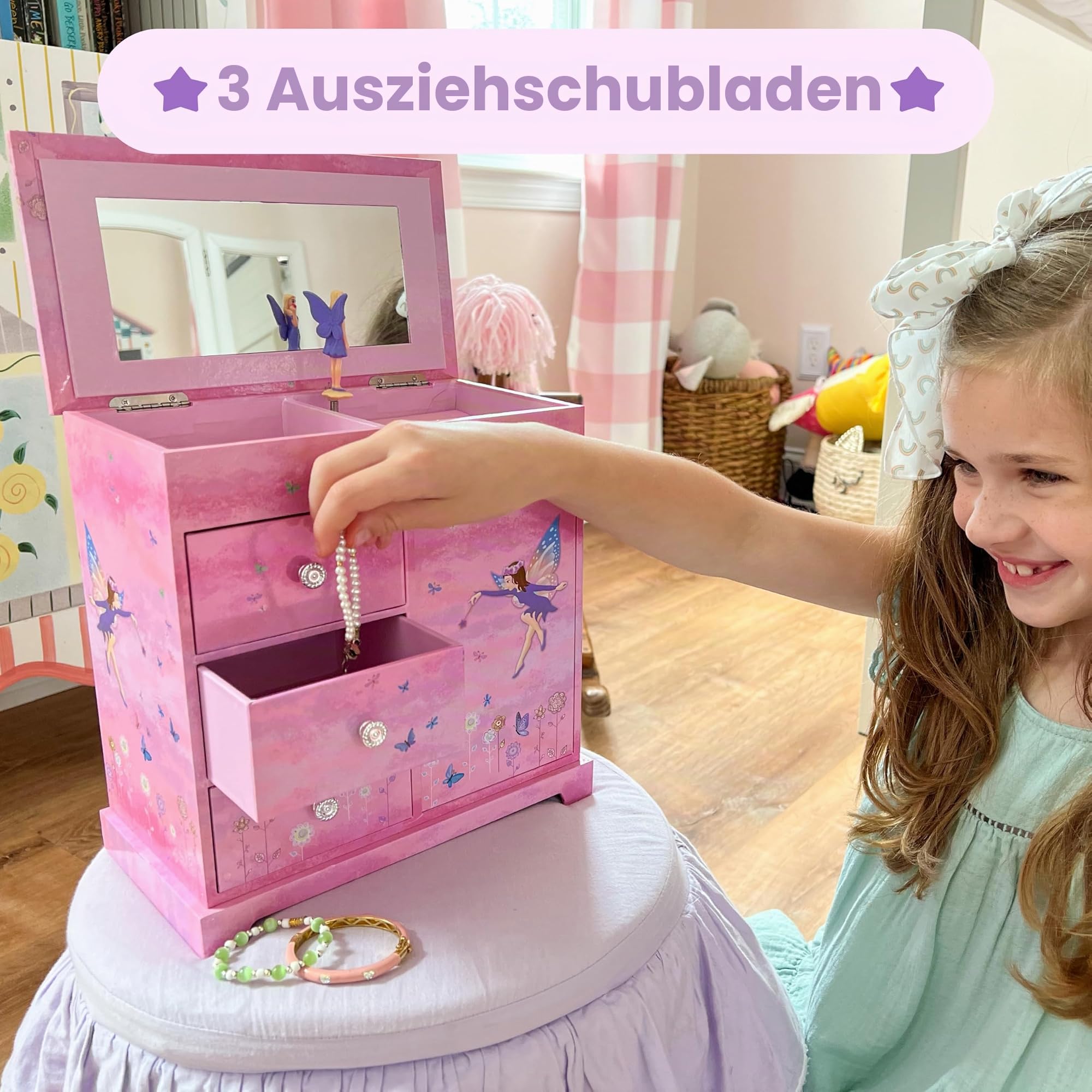 Jewelkeeper Fairytale Princess Schmuckkästchen 3 Schubladen