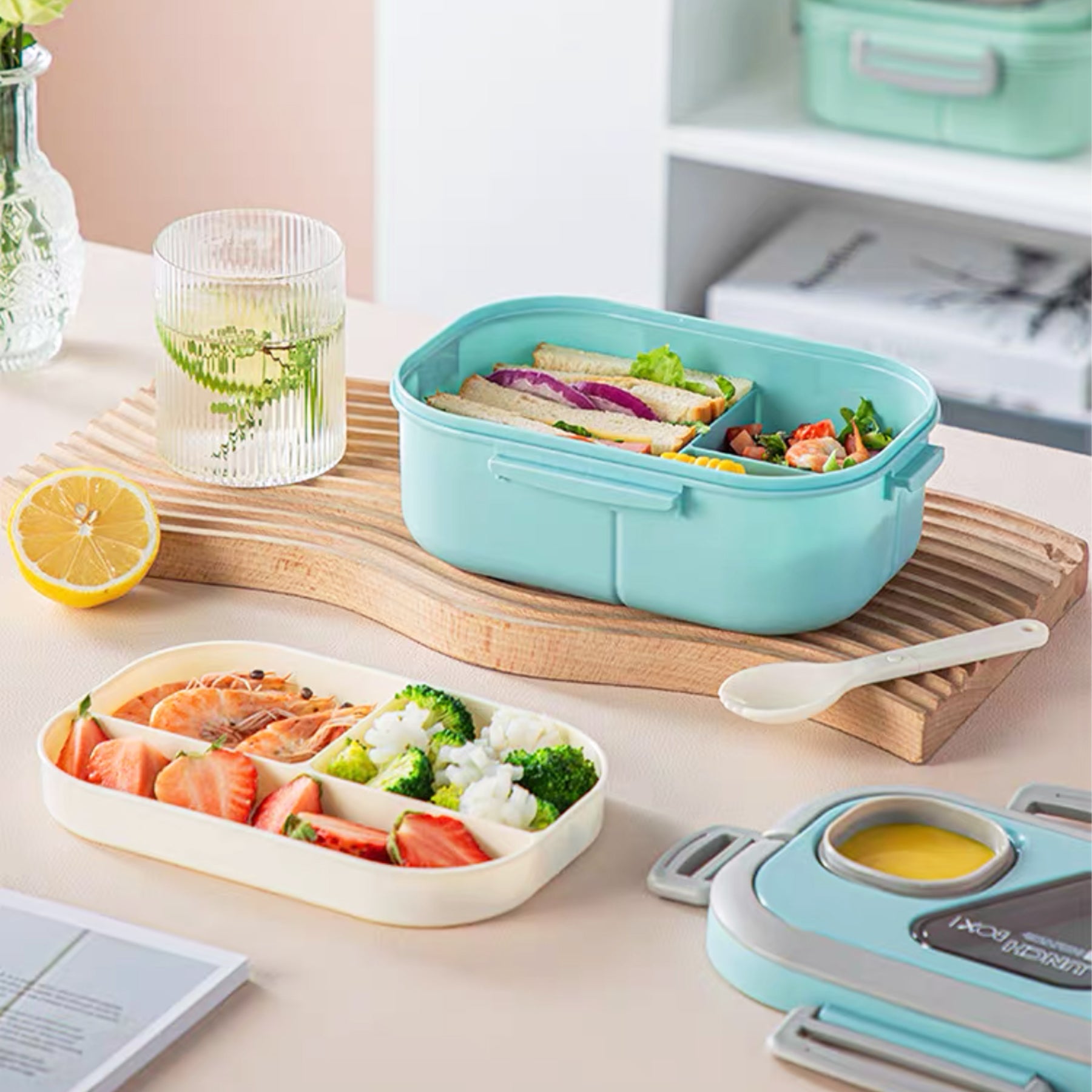 Homeanda Bento Lunch Box Bentobox 1,3L mit Gabel