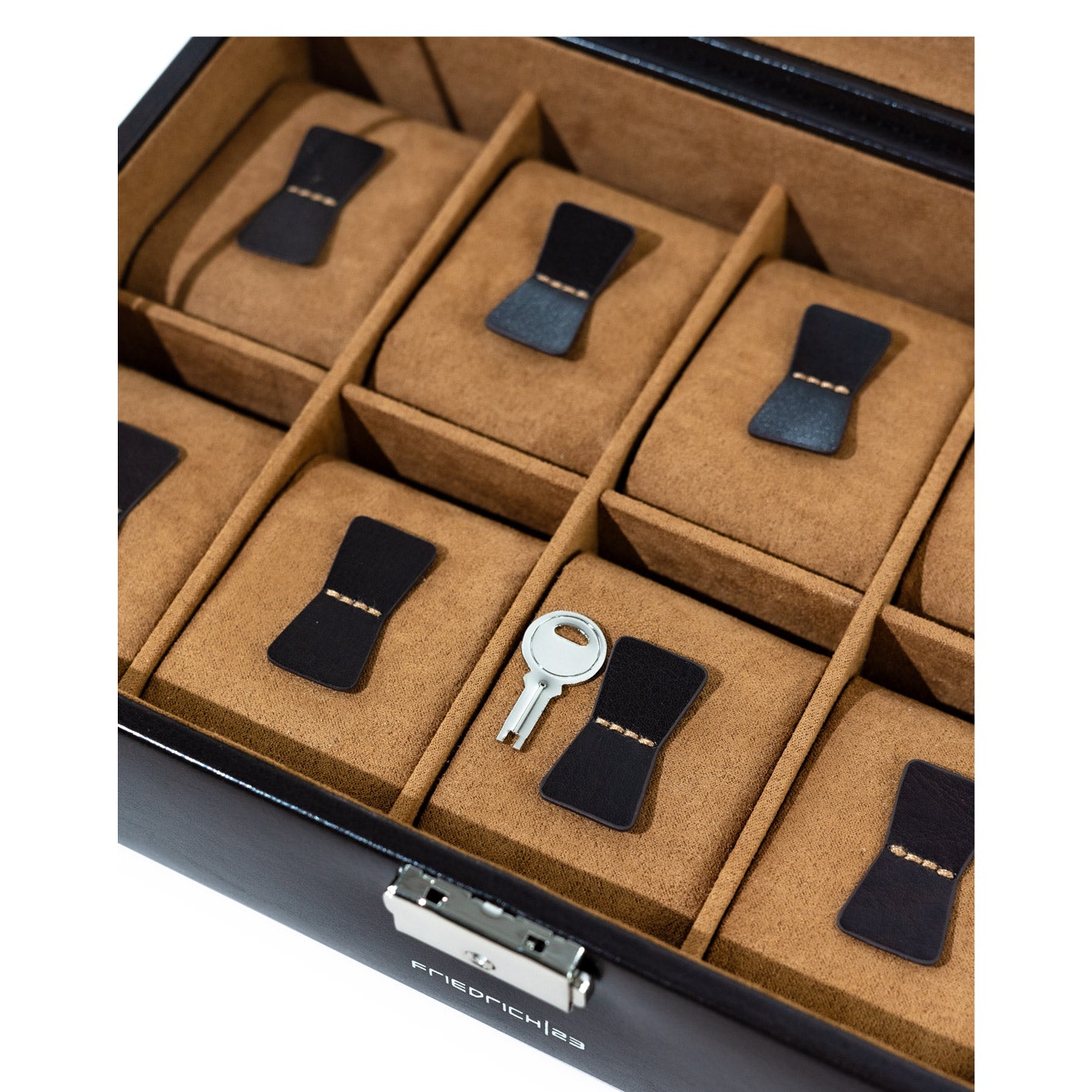 Friedrich 23 Bond Uhrenbox 10 Uhren Braun Glasdeckel