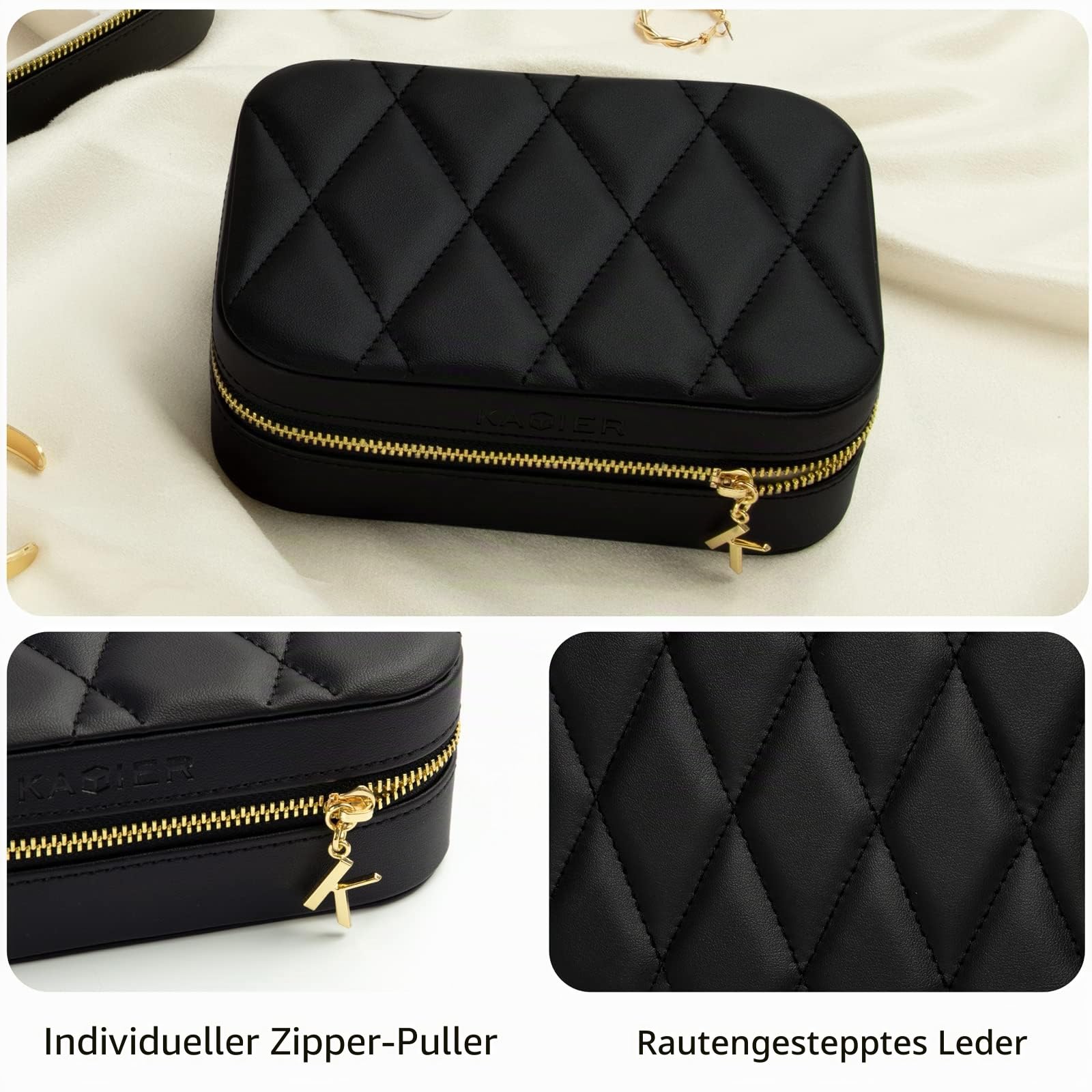 KAMIER Mini Schmuckbox Reise 2 Ebenen Handtasche