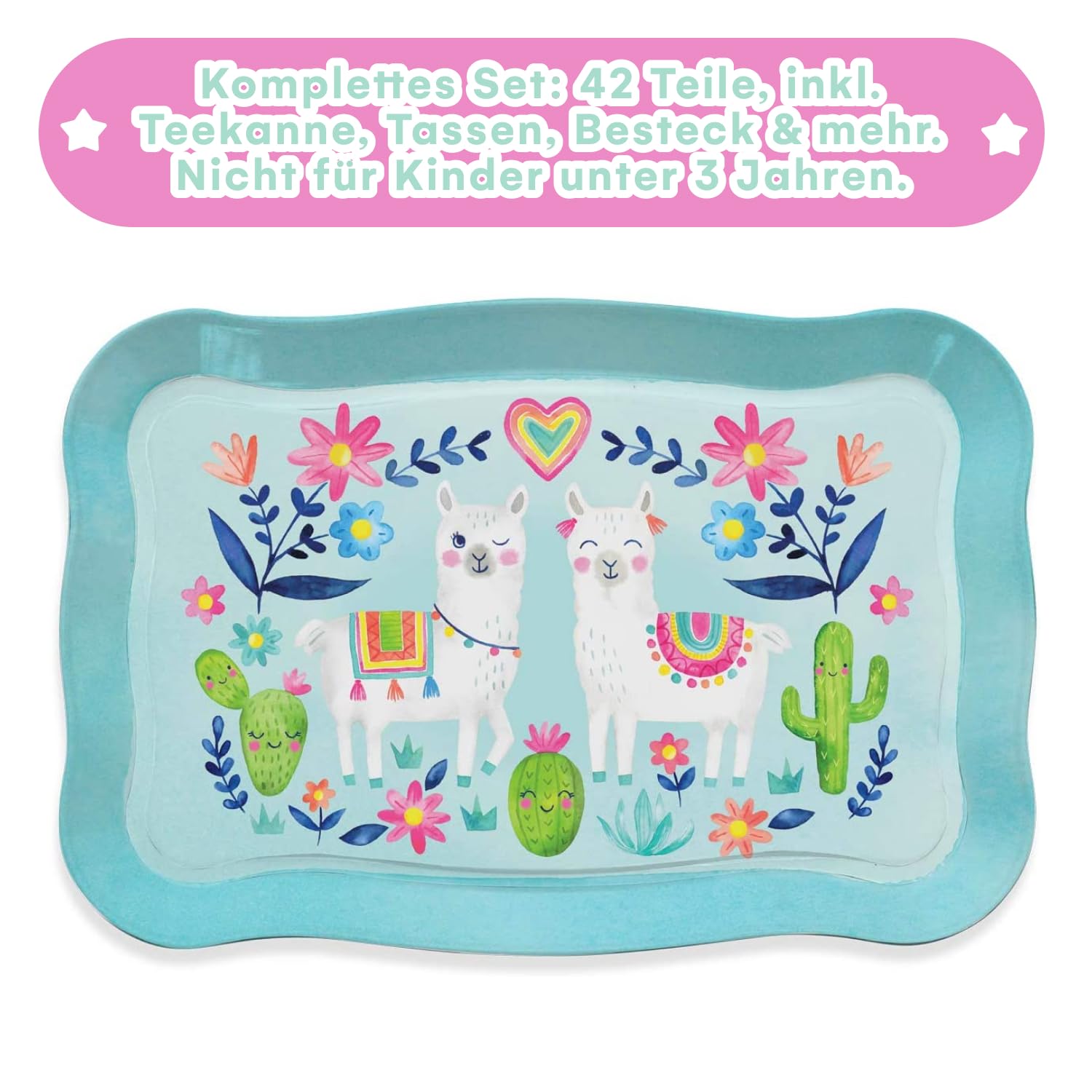 Jewelkeeper Tea Sets Teeservice Einhorn 42-teilig Zinn mit Koffer
