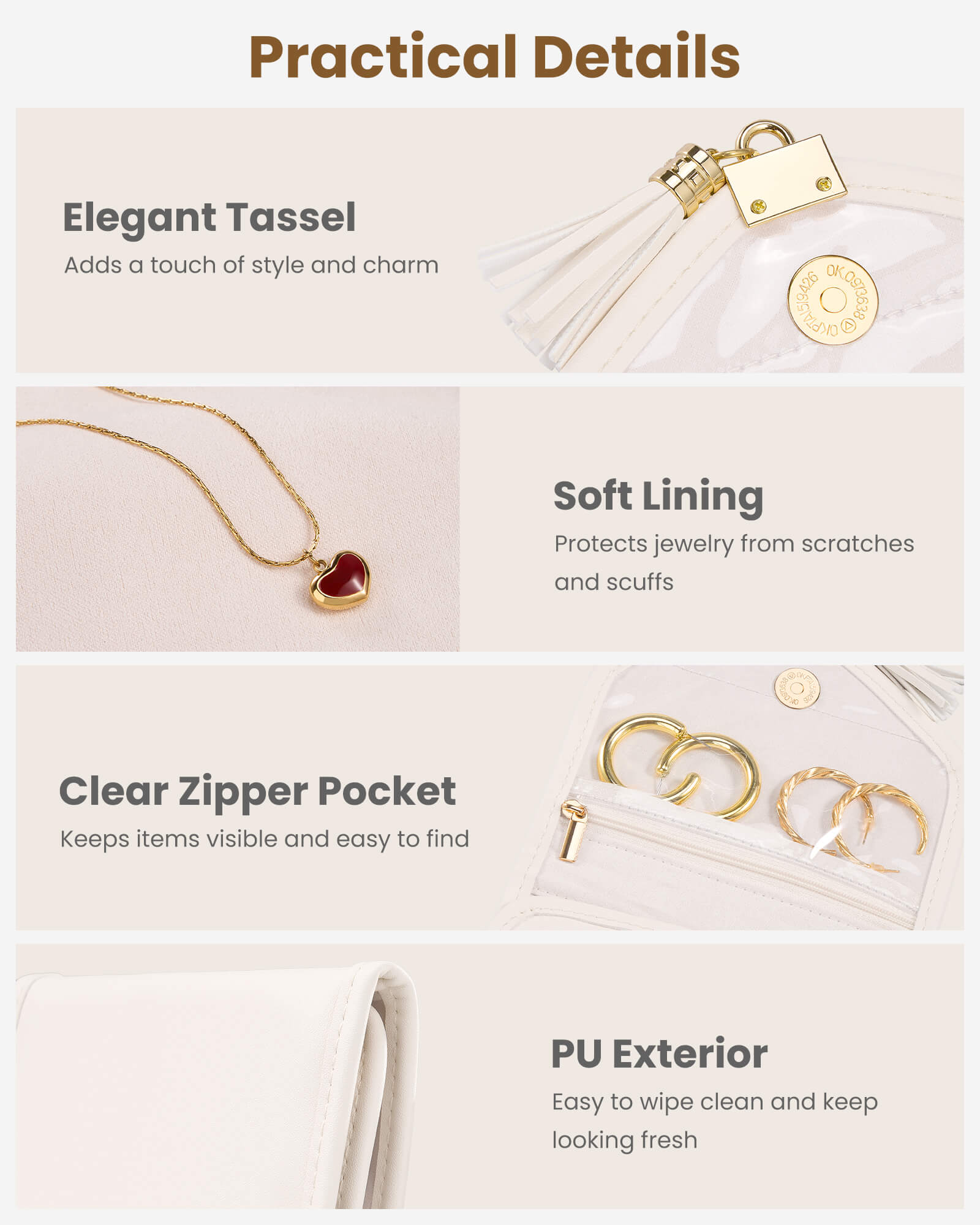 Lolalet Jewelry Box Schmucketui Beige Reise Leder