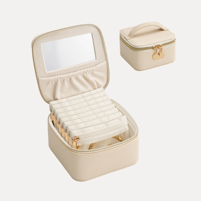 Lolalet Jewelry Box Schmucketui Beige Reise 8 Beutel