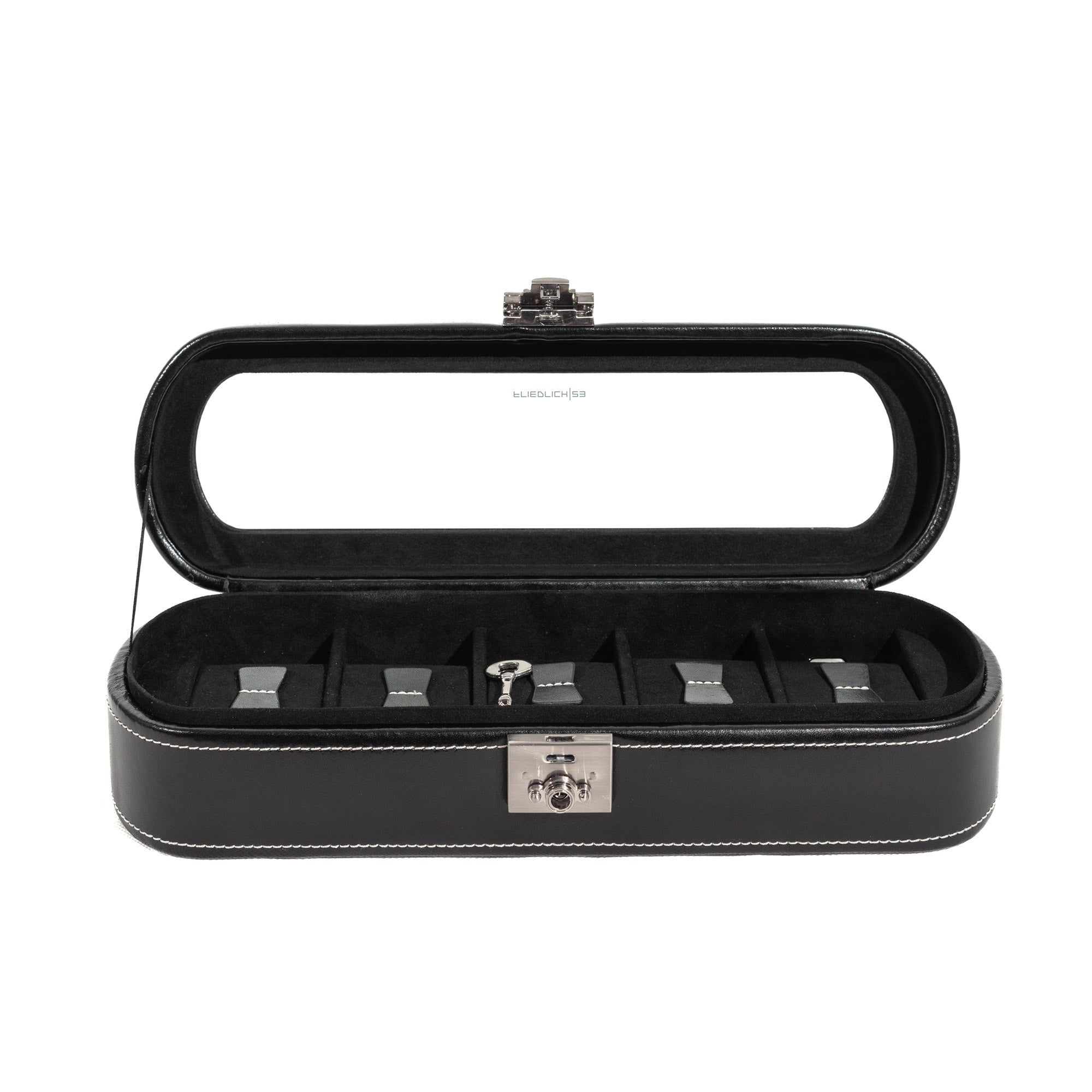 Friedrich 23 London Uhrenbox 5 Uhren Schwarz Glasdeckel