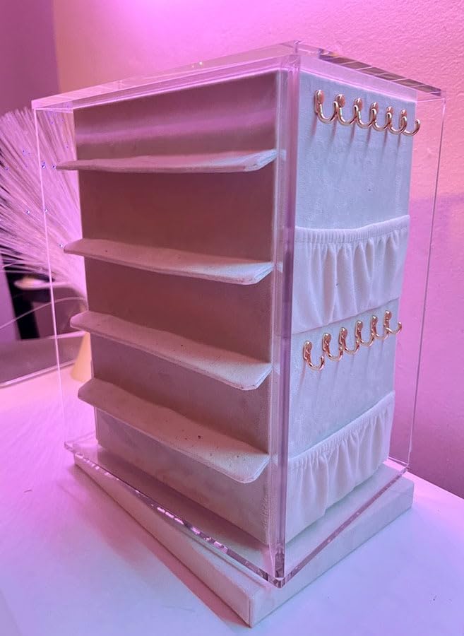 KAMIER Jewelry Stand Holders Schmuckkästchen Beige drehbar