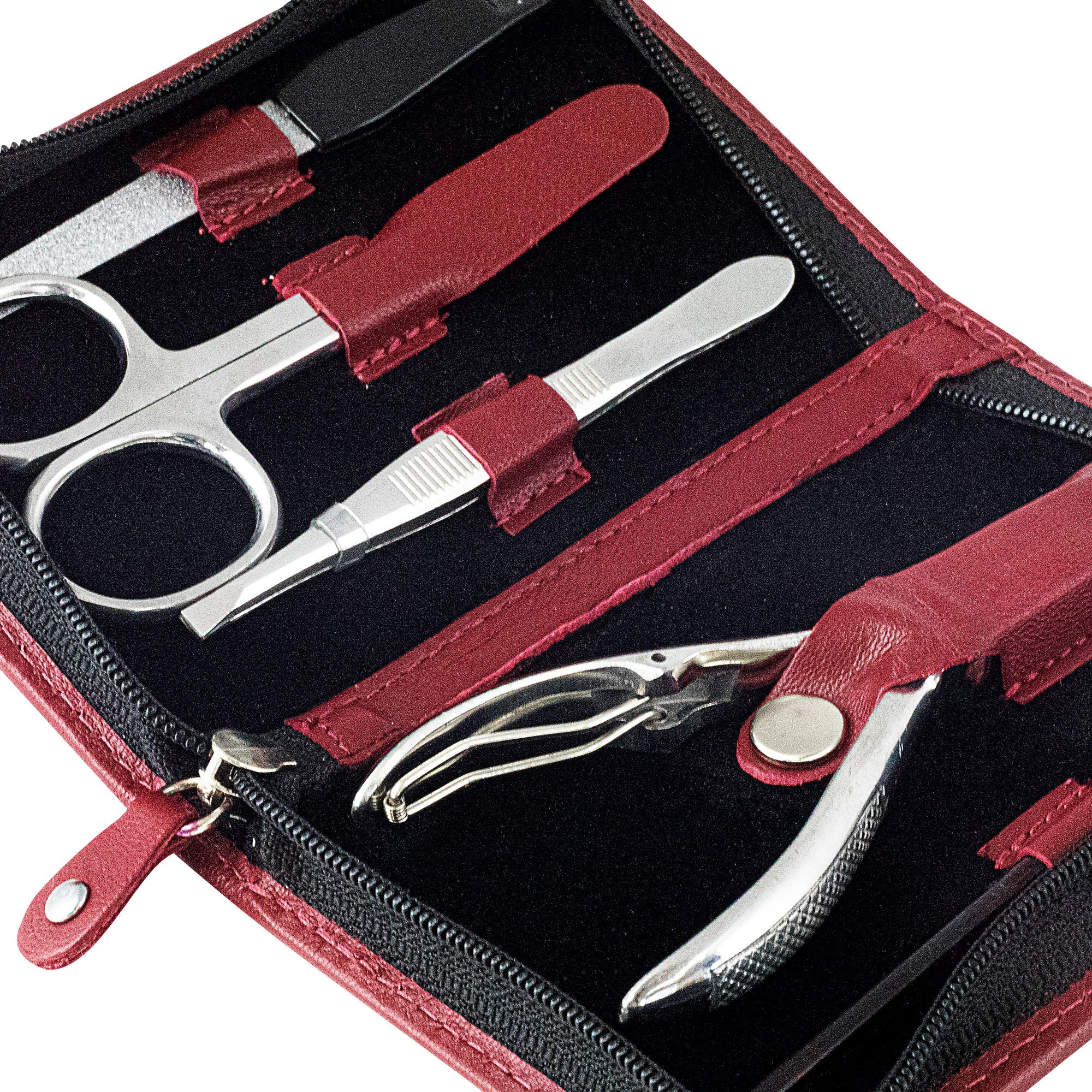 Friedrich 23 Sienna Maniküre-Set 5-tlg Leder Weinrot Nagelzange