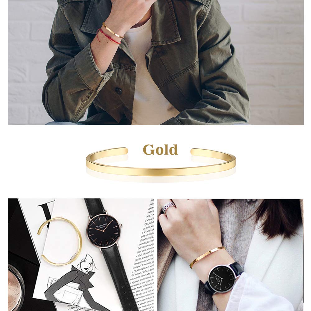Lolalet Armreif 18K Gold Offen Dünn Damen Verstellbar