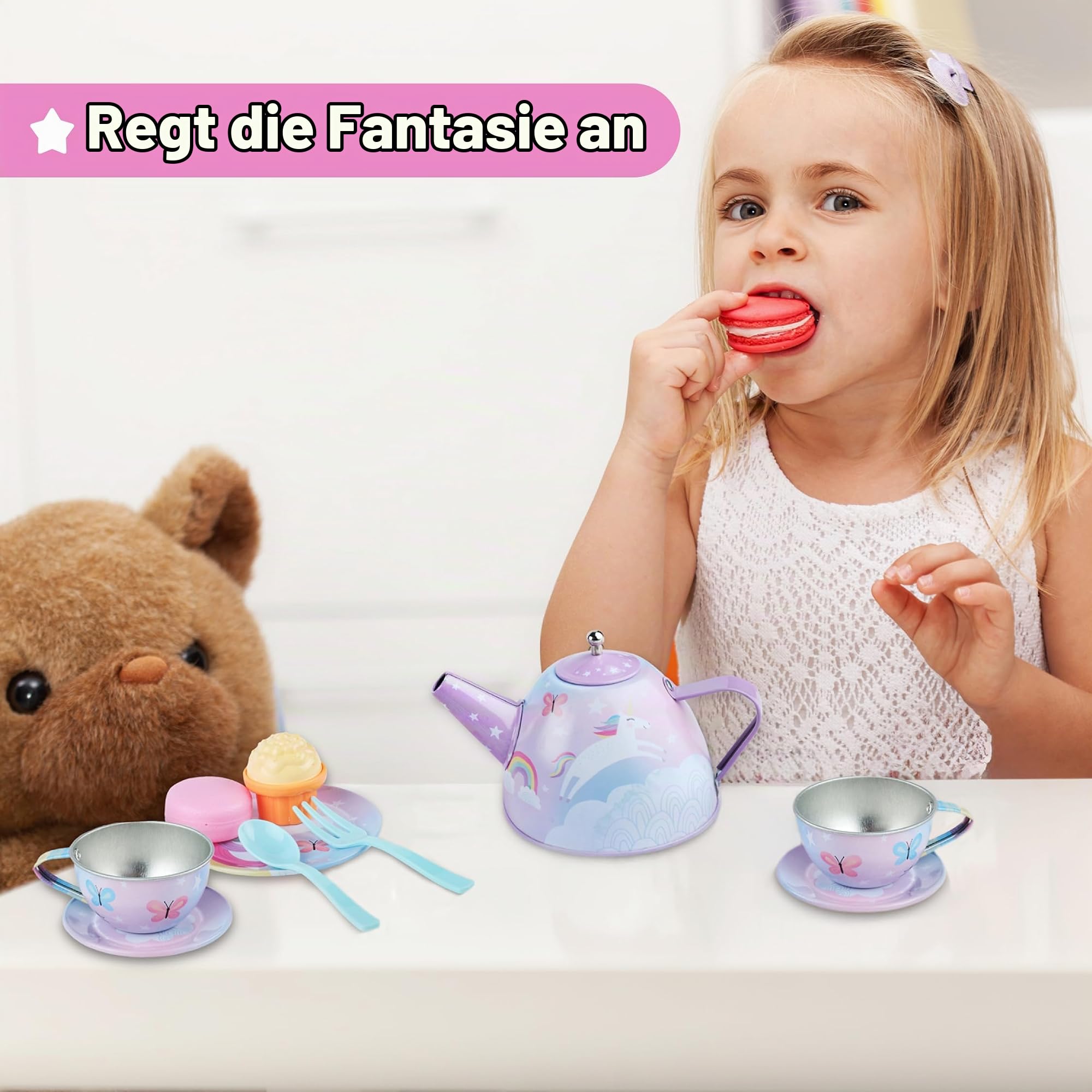 Jewelkeeper Tea Sets Teeservice Zinn 15tlg Zuckerwatte Einhorn