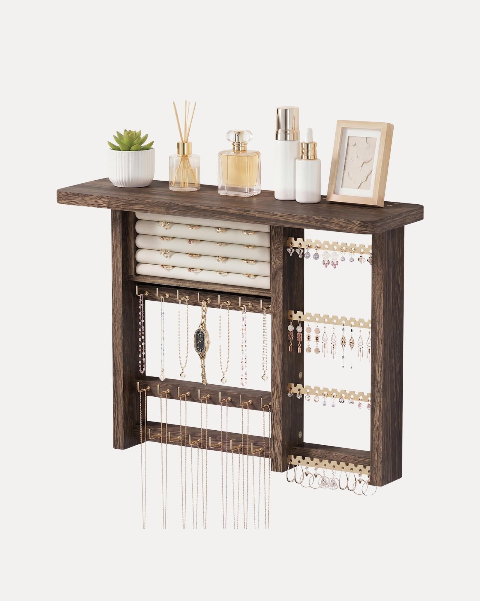 Lolalet Wall Mount Schmuckschrank Wand braun Holz 4 in 1