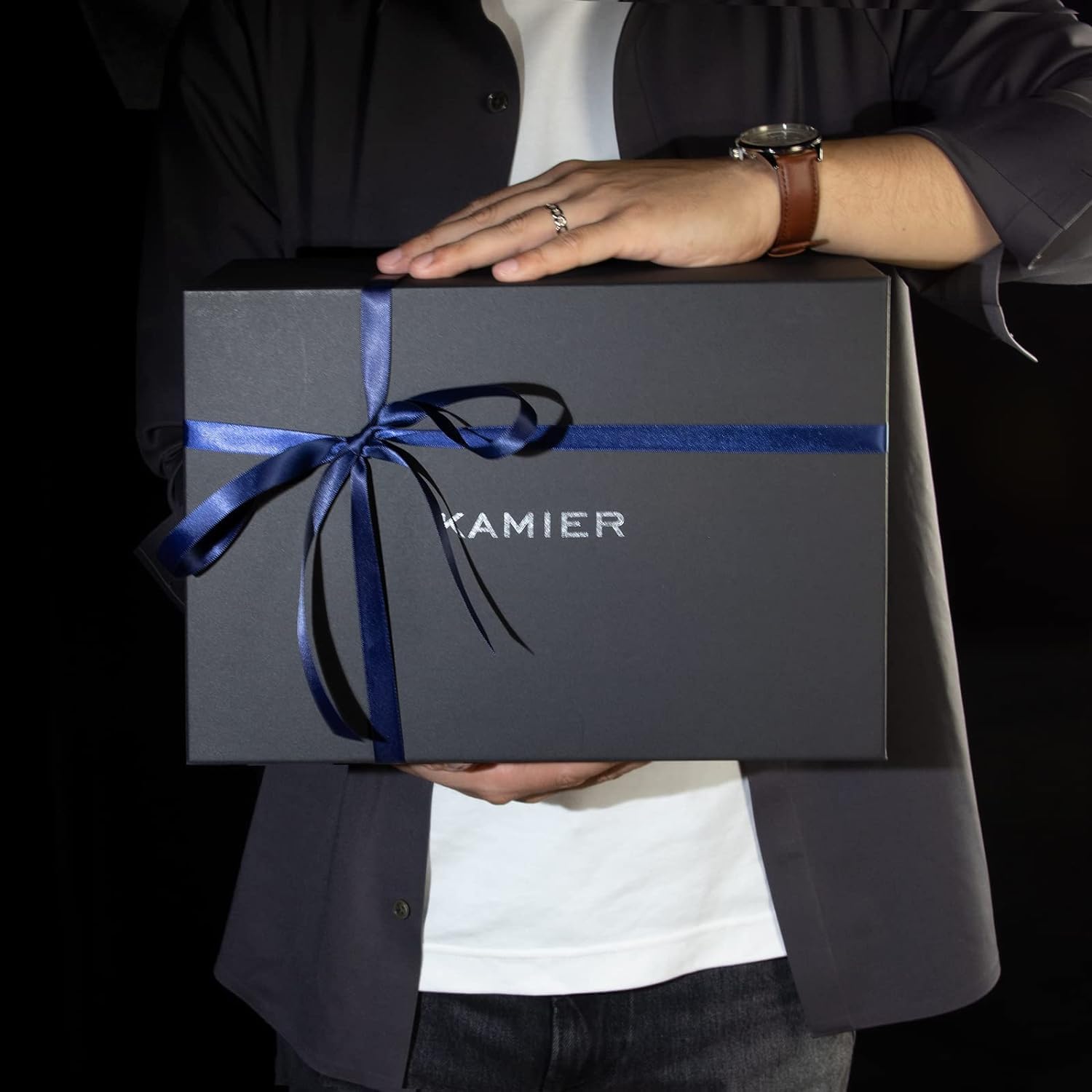 KAMIER Watch Boxes Uhrenbox 4 Uhren Zahlenschloss Leder