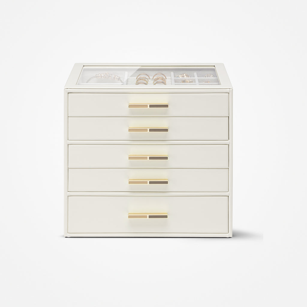 VLANDO Quiet Luxe Schmuckkasten 5 Fächer Glasdeckel