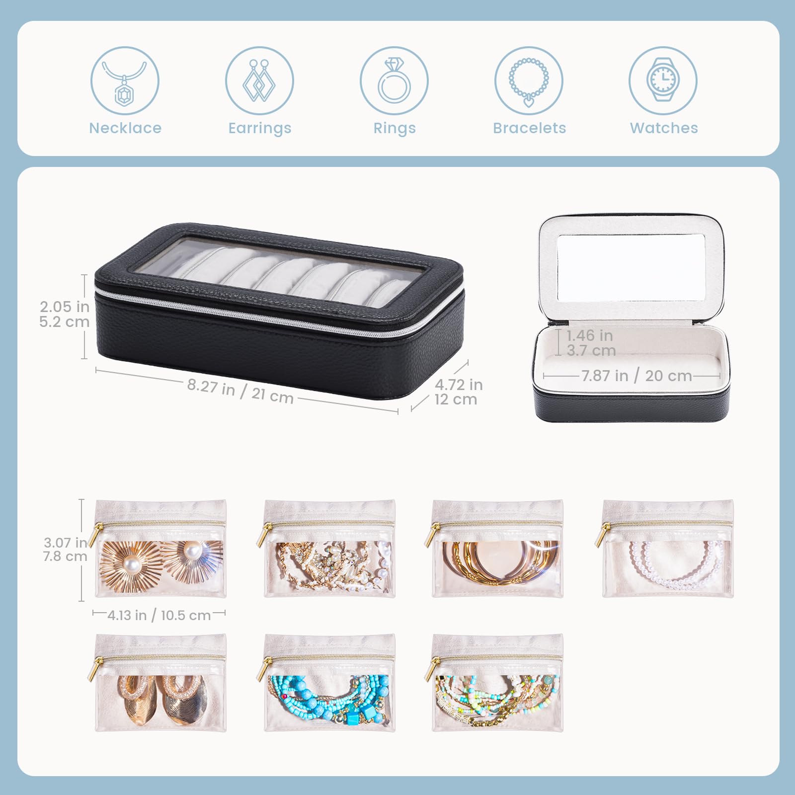 Lolalet Jewelry Box Reise Schmuckkasten Beige 8 in 1