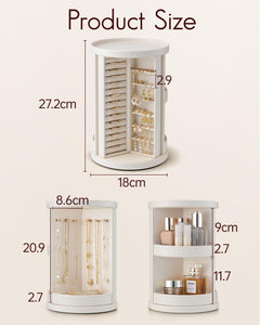 VLANDO Quiet Luxe Schmuckkästchen 360° drehbar 5 Schubladen Glas