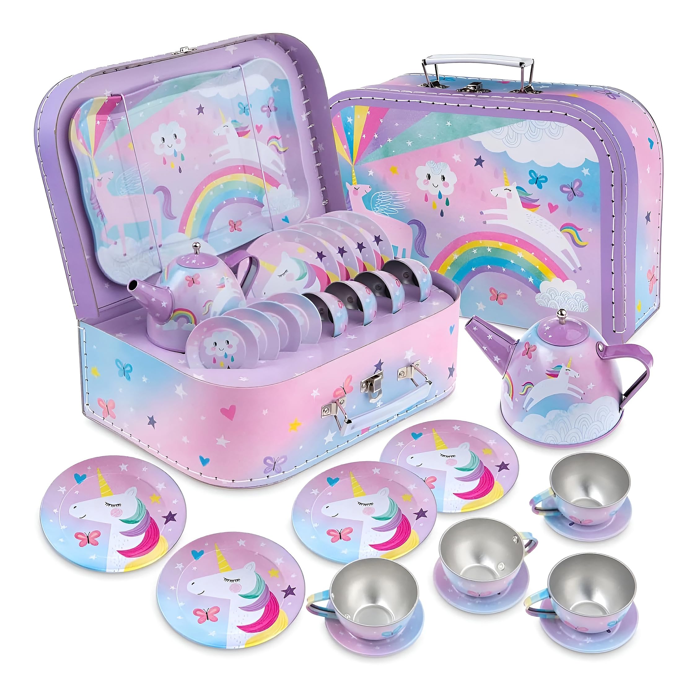 Jewelkeeper Tea Sets Teeservice Zinn 15tlg Zuckerwatte Einhorn