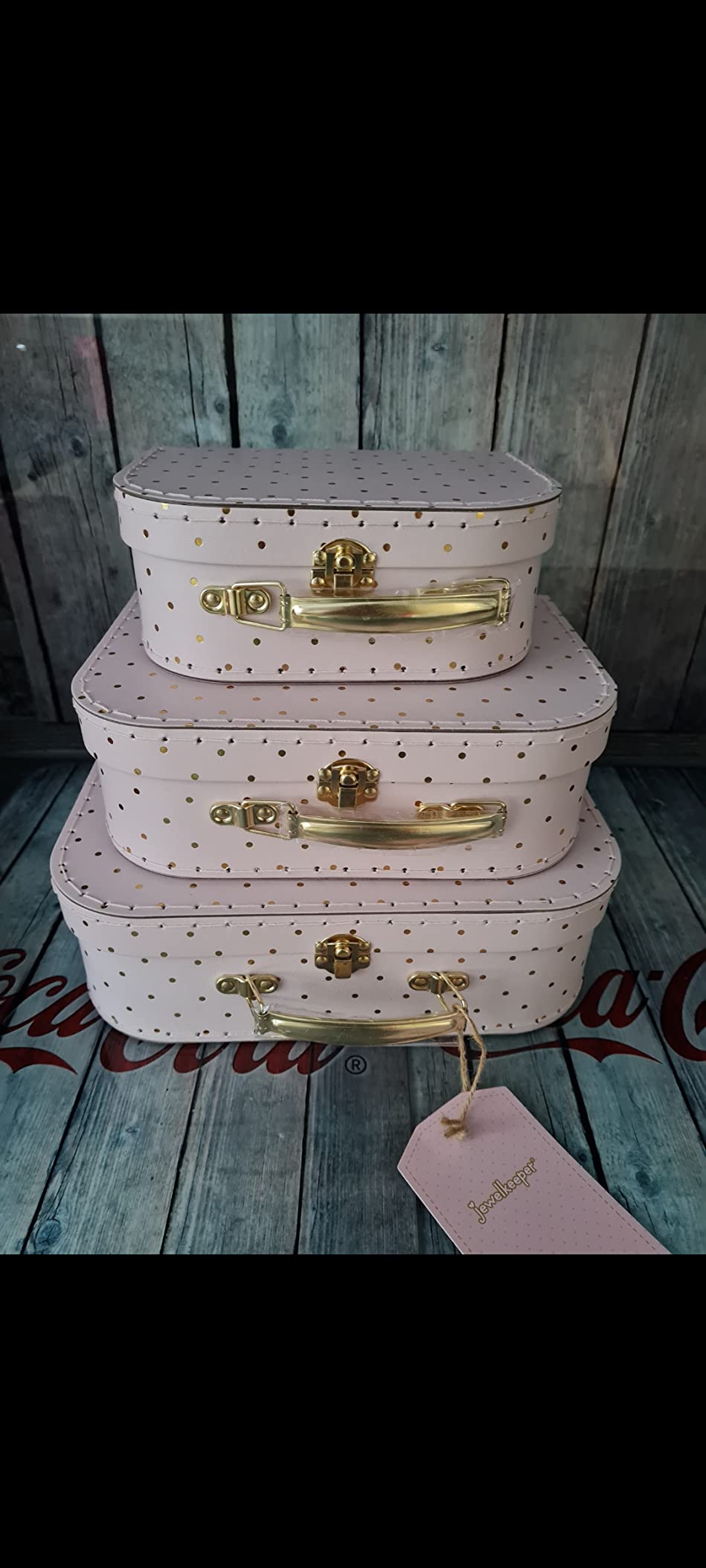 Jewelkeeper Storage Pappkoffer 3er-Set Gold Aufbewahrungsbox