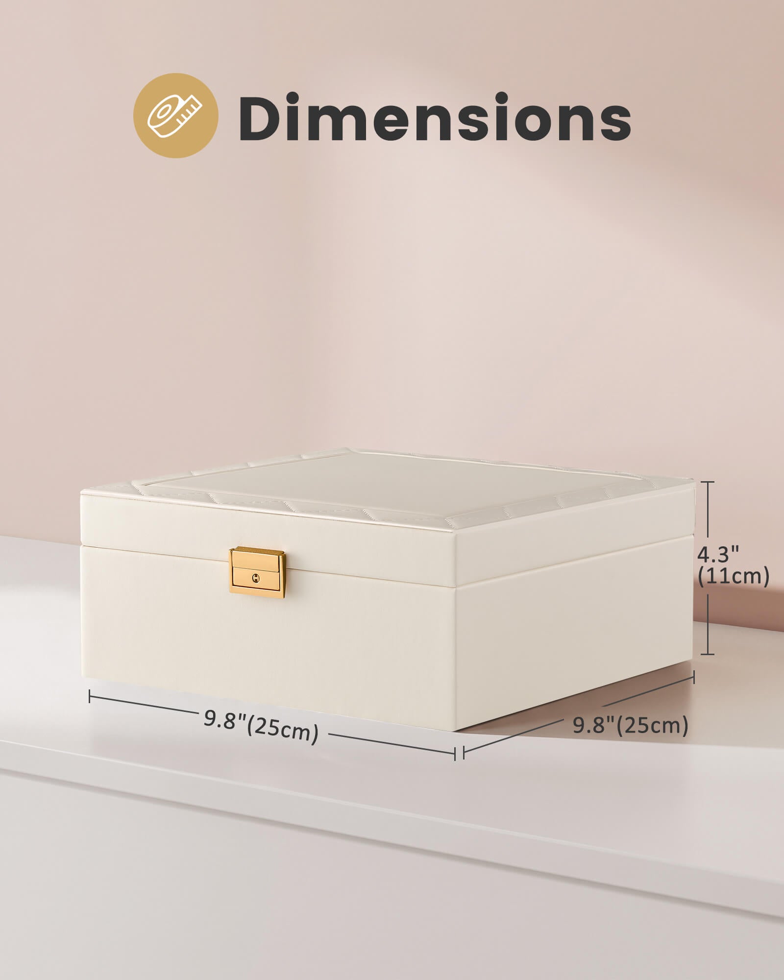 Lolalet Jewelry Box Schmuckkasten Weiß Spiegel Abschließbar