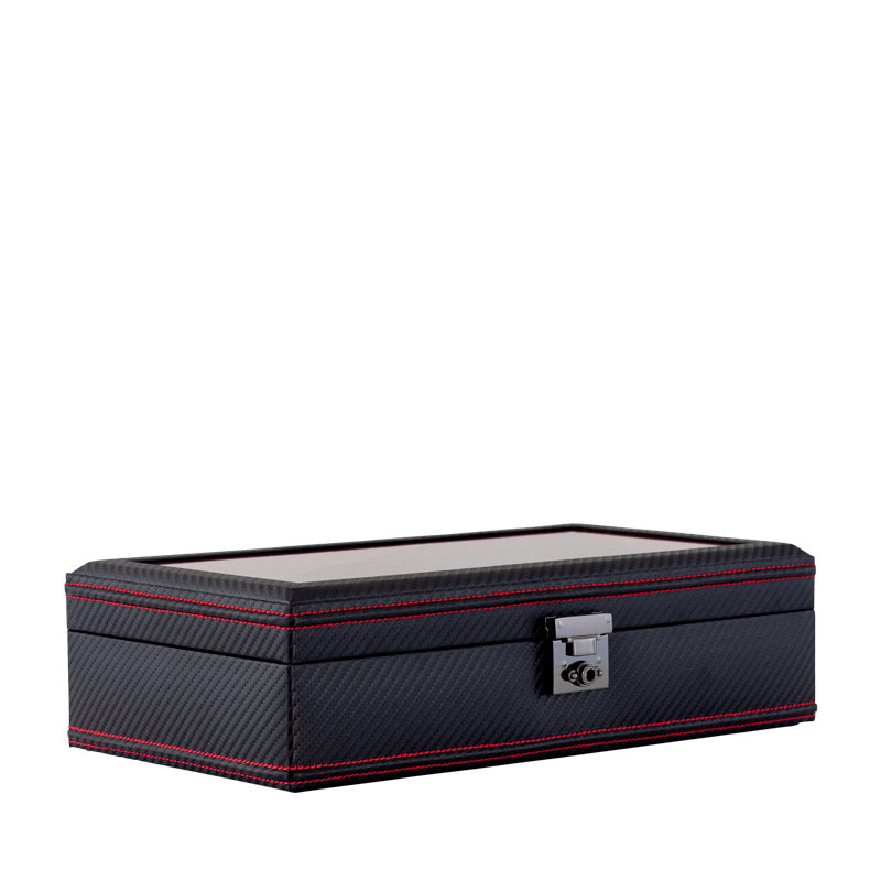 Friedrich 23 Carbon Uhrenbox 10 Uhren XXL Glasdeckel Schwarz