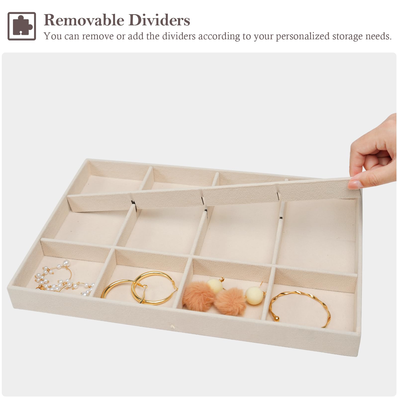 Lolalet Jewelry Tray Schmucktablett 3er-Set beige Samt