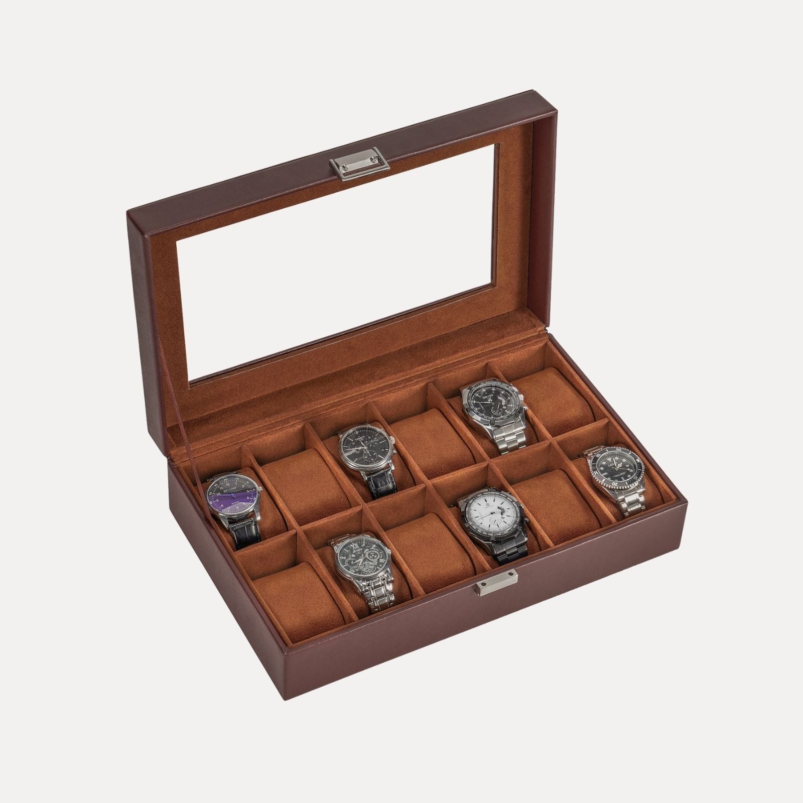 Lolalet Watch Box Uhrenbox Schwarz 12 Fächer Glasdeckel
